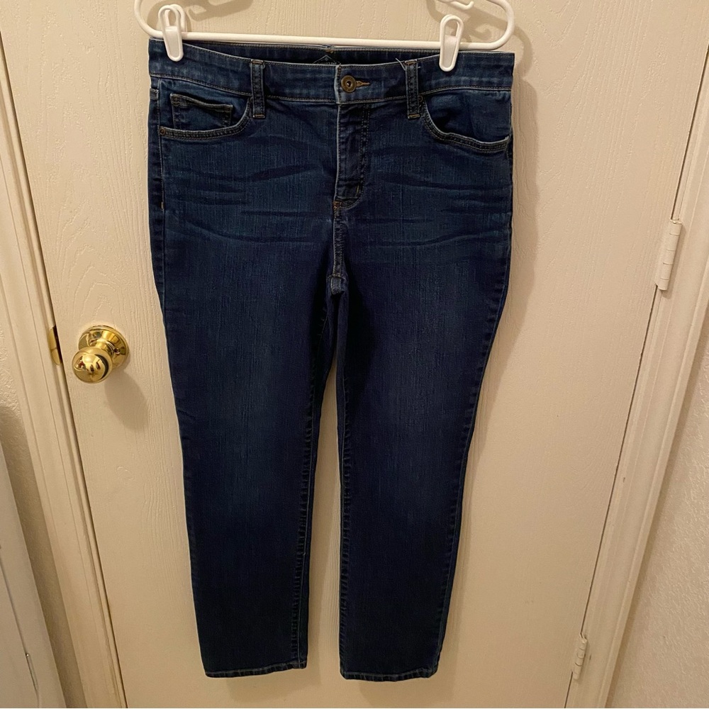 St. John’s Bay Dark Blue Straight Leg Denim Jeans Mid-Rise Size 8